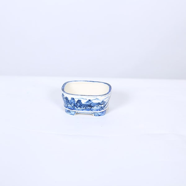 上州勝山 染付 盆栽鉢 小鉢 現代小鉢：上州勝山 切足長方鉢【現品】*5.3cm katuyama | すべての