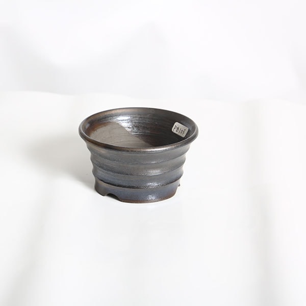 現代小鉢：祥石(二代目)ゆうき*黒泥ろくろ丸鉢 9.0cm【現品】shoseki