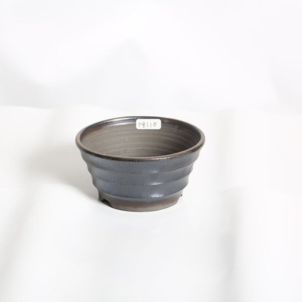 現代小鉢：祥石(二代目)ゆうき*黒泥ろくろ丸鉢 10.0cm【現品】shoseki