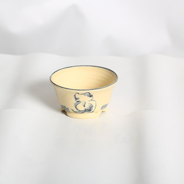 祥石　丸　盆栽鉢 現代小鉢：祥石(二代目)ゆうき 切足丸鉢* 7.6cm【現品】shoseki