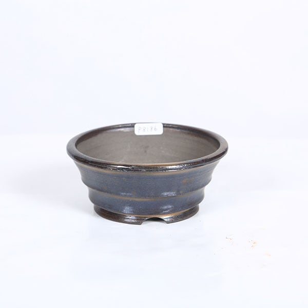 現代小鉢：祥石(二代目)ゆうき*黒泥ろくろ丸鉢 10.9cm【現品】shoseki