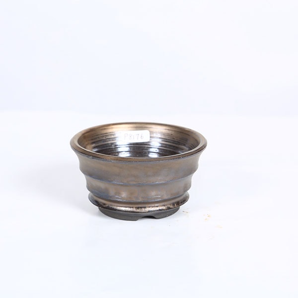 現代小鉢：祥石(二代目)ゆうき*黒泥ろくろ丸鉢 9.0cm【現品】shoseki