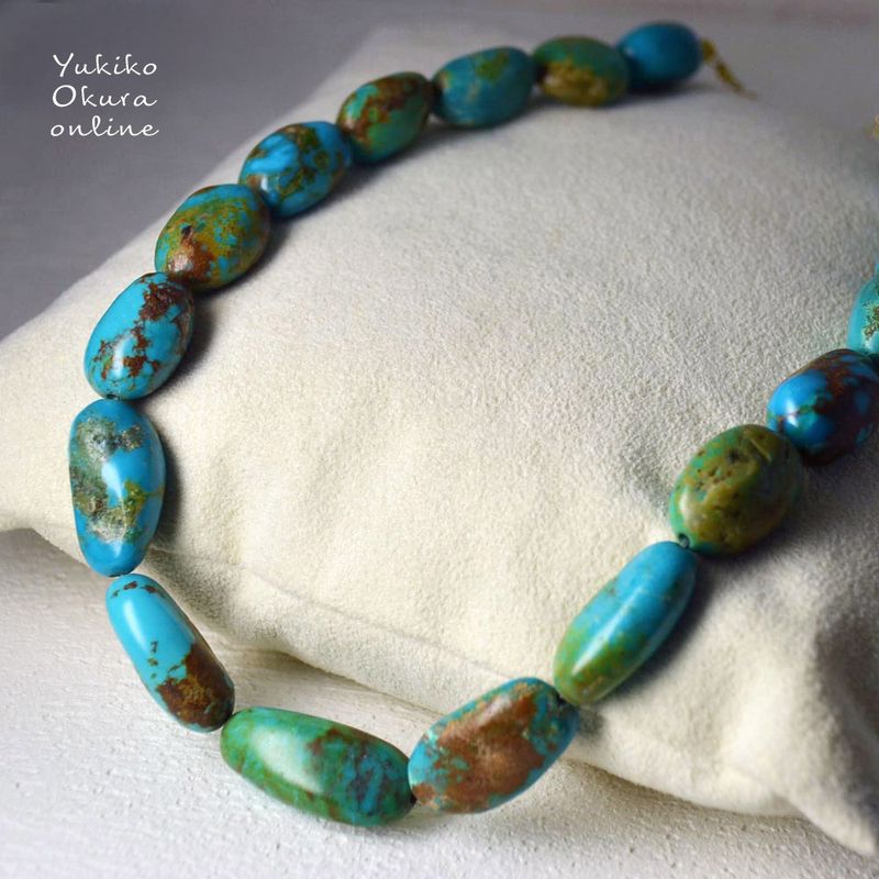 ターコイズネックレス（ブルーブラウン）