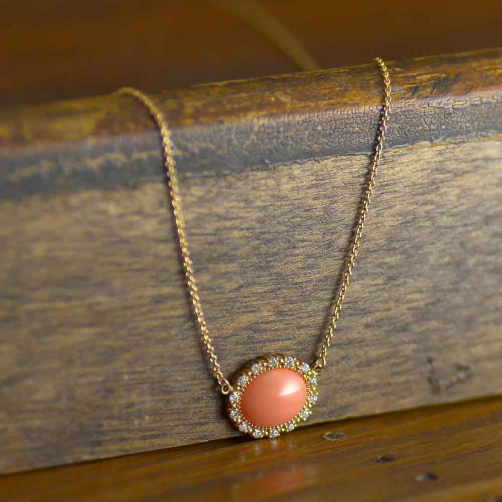 K10 ガーネ珊瑚 両つりペンダント