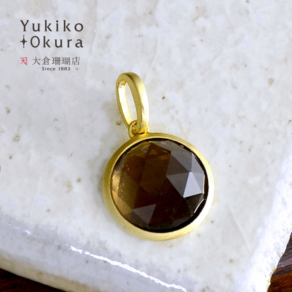 シルバー925 スモーキークォーツ ラウンドカット チャーム
