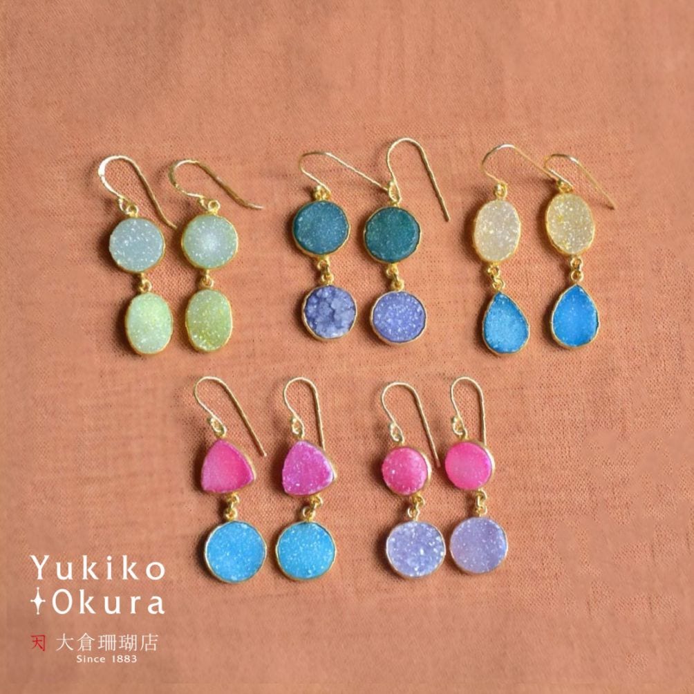 SV ドゥルージーアゲイト バイカラー フリンジ ピアス 1