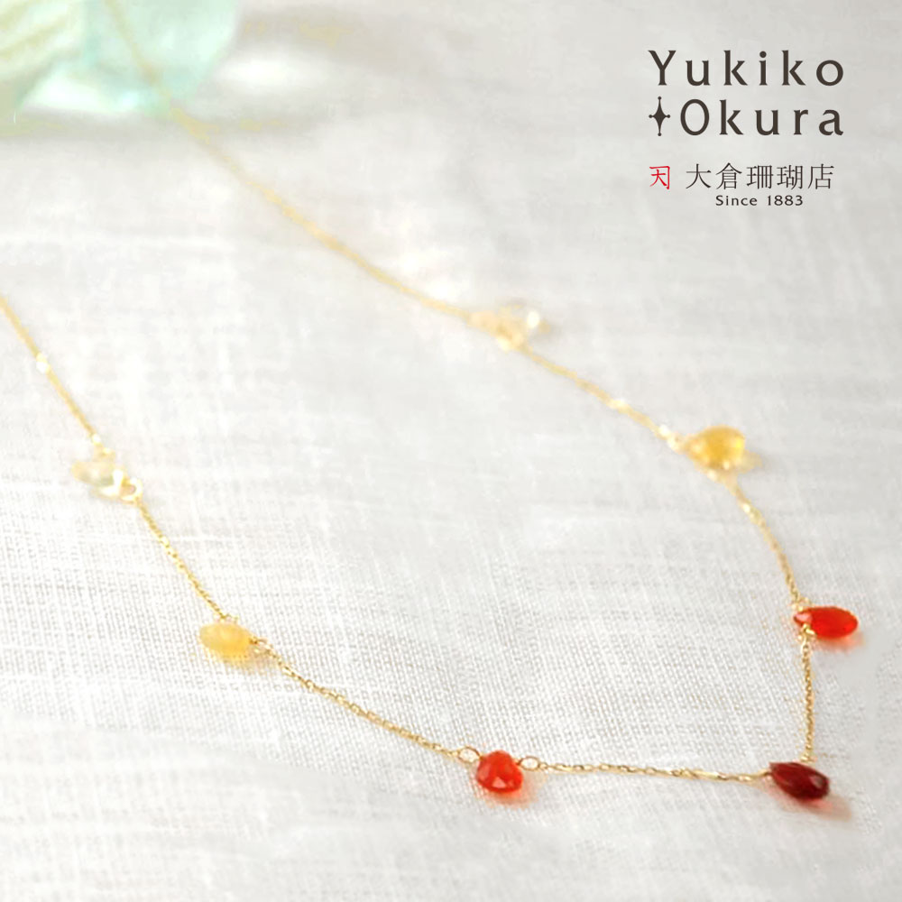 K18 ファイヤーオパール ステーション ネックレス