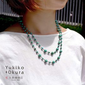 ラウンド ターコイズ ピンつなぎロング ネックレス