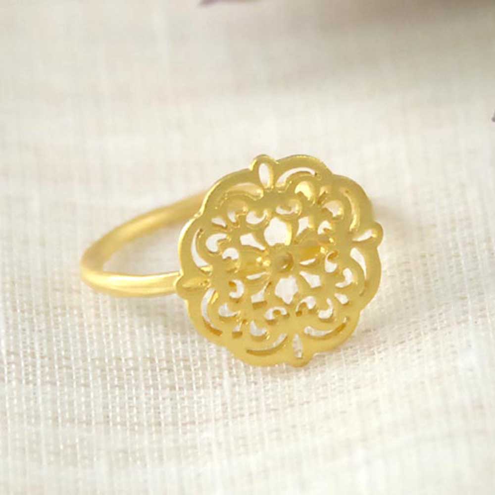 シルバー925 ゴールド 透かしリング