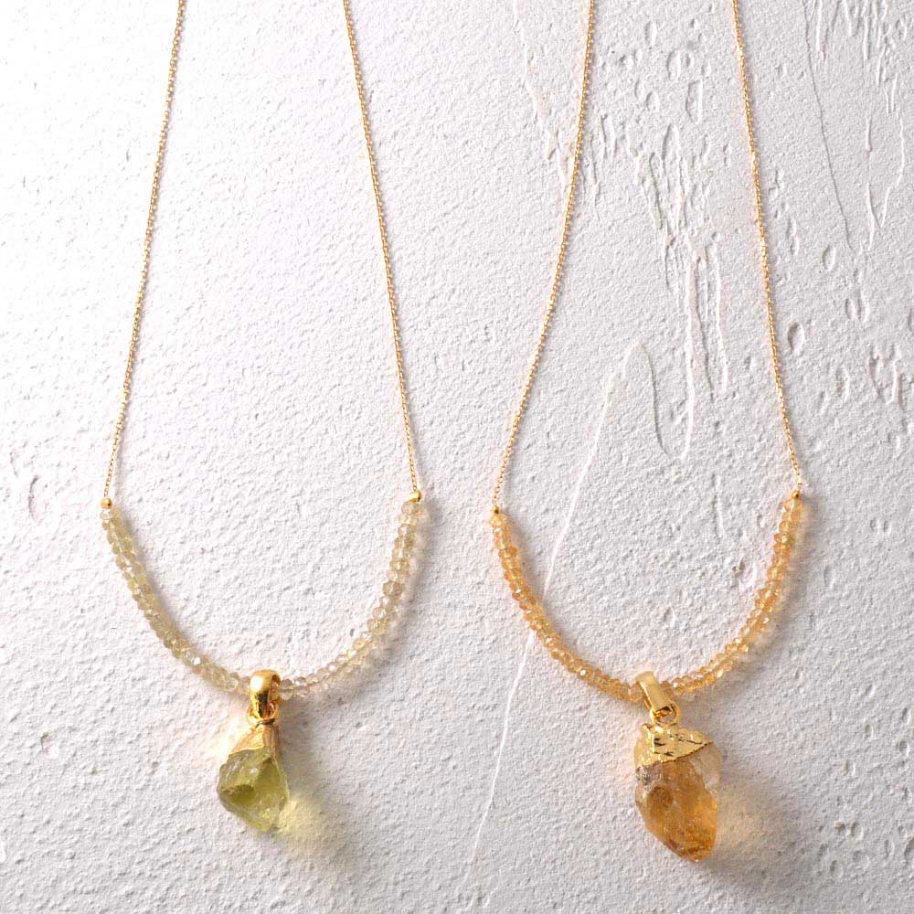 レモンクォーツ・シトリン ペンダントネックレス