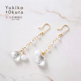 K18 ホワイトトパーズ ホワイトクォーツ ロング ピアス