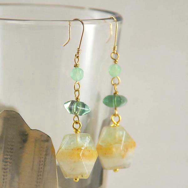 フローライト クォーツ イヤリング ピアス