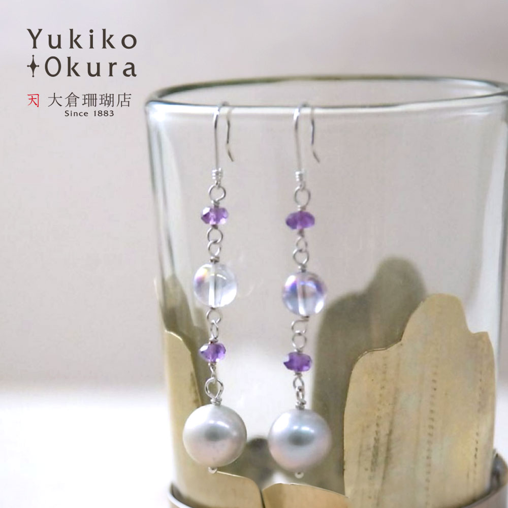 淡水パール アメシスト イヤリング ピアス