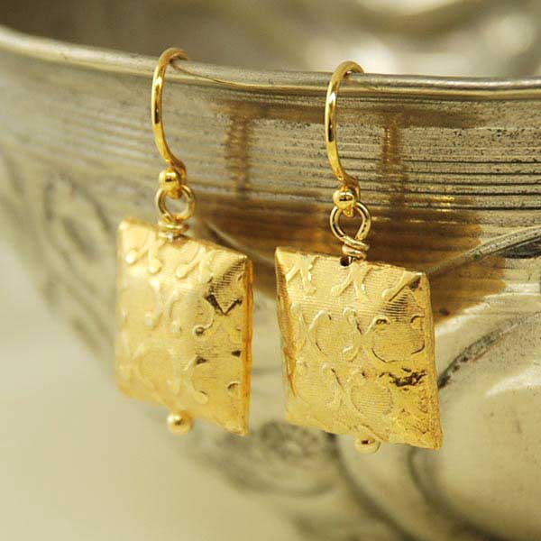 シルバー925 地紋スクエアパーツ イヤリング ピアス