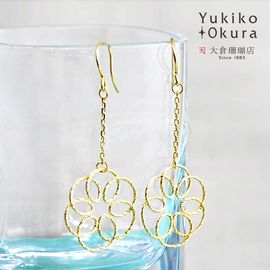 K18 ラウンド フラワー 透かし ピアス イエローゴールド