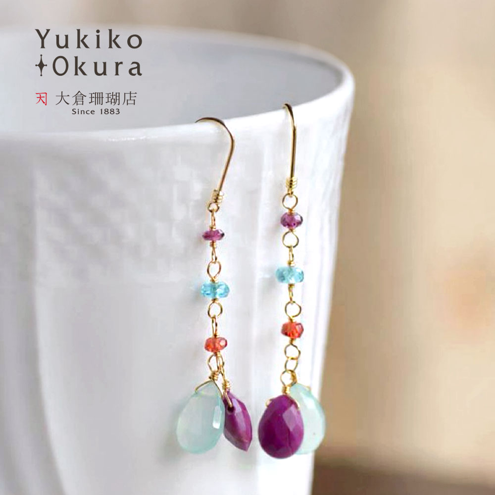 カラフル 天然石 ロング イヤリング ピアス