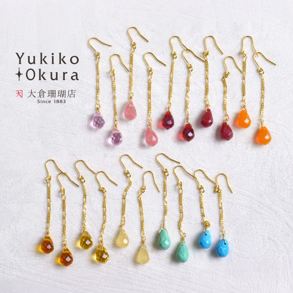 カラフル ドロップカットパーツ ロング イヤリング ピアス