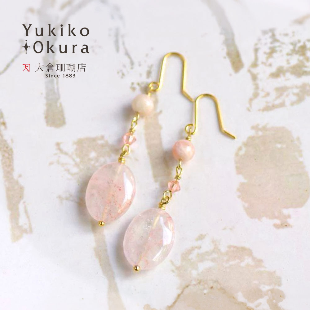 クォーツ フェルスパー ロング イヤリング ピアス
