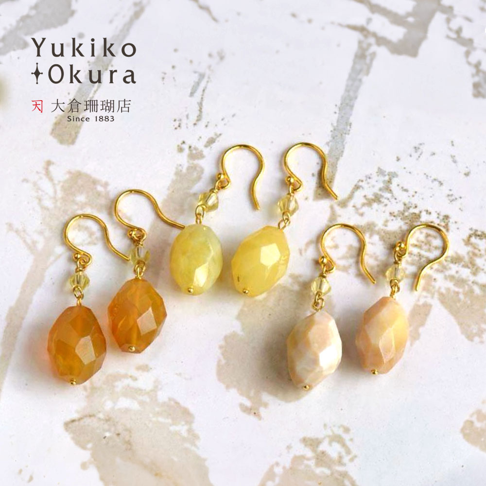 アゲイト ガラス ビーズ ピアス