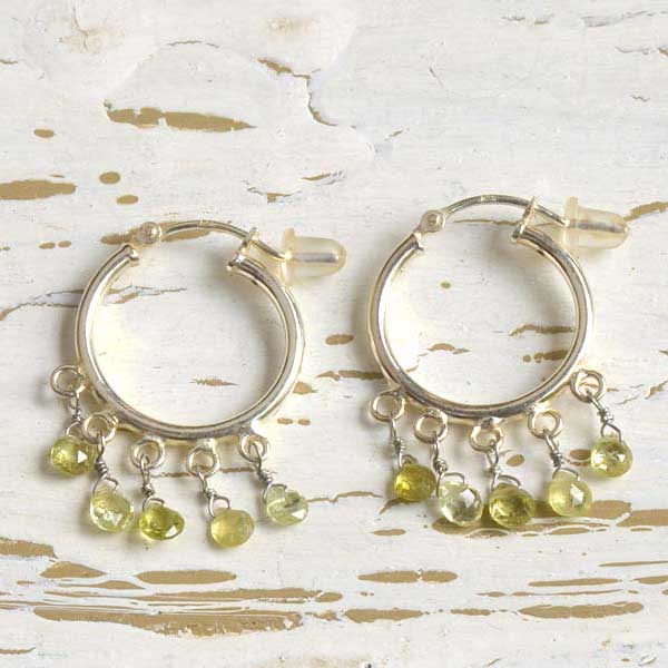 シルバー925 グリーンガーネット フープピアス