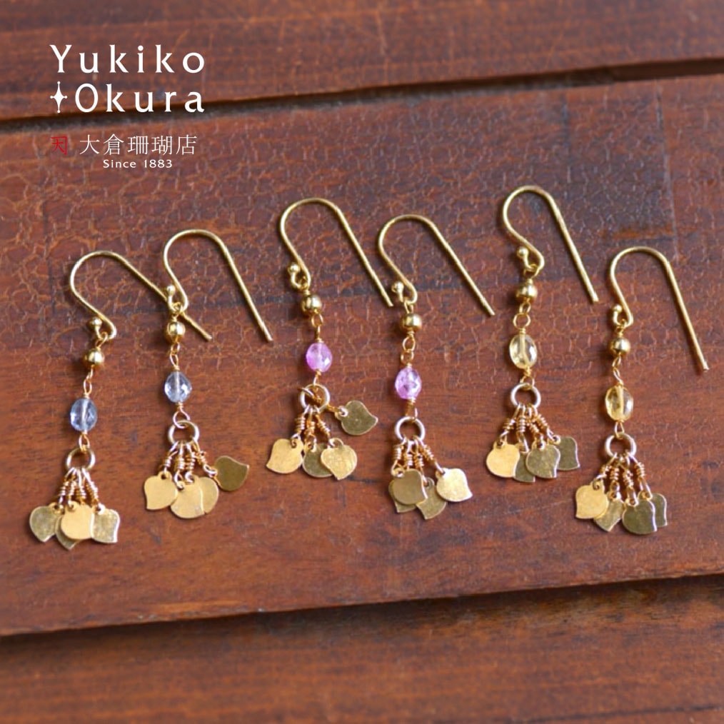 シルバー925 (ゴールド仕上げ) パーツ サファイア  ロング ピアス