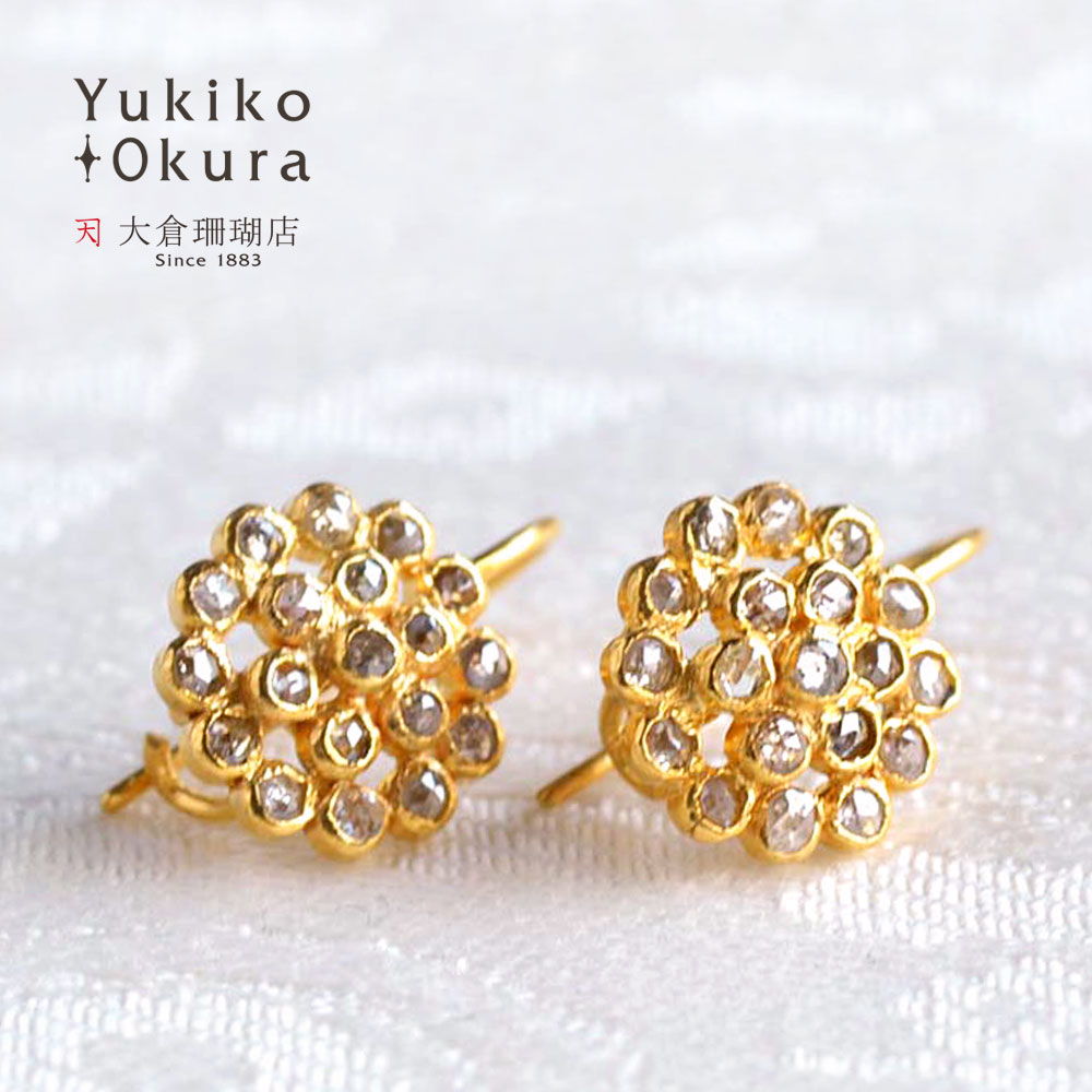 K18 ブラウンダイヤ ピアス