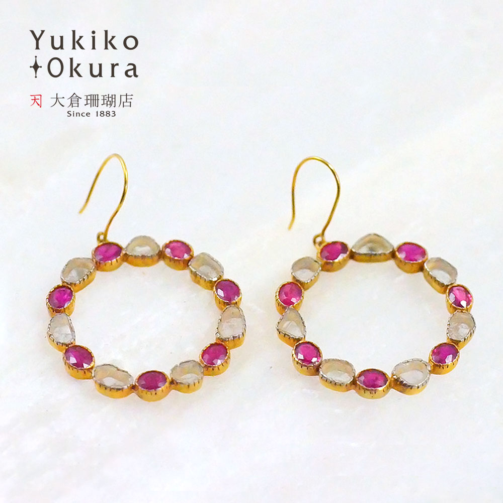 シルバー925 ルビー ダイヤ ピアス