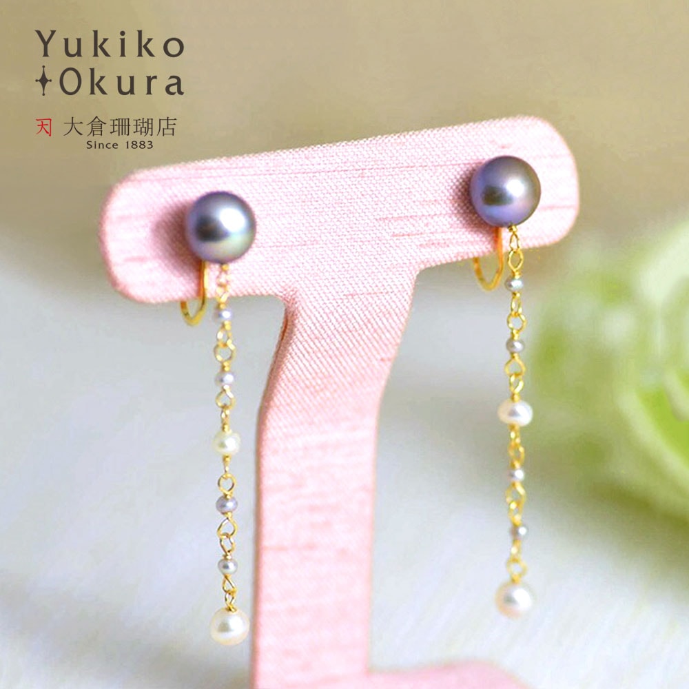 K18 淡水パール シルバー925 純白 フリンジ イヤリング