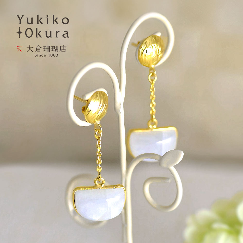 シルバー925 ムーンストーン フリンジ ポスト ピアス