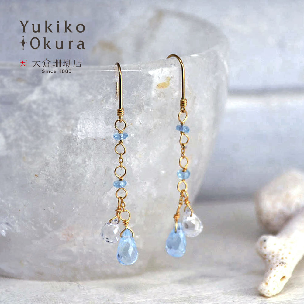 K18 ブルートパーズ アパタイト ホワイトトパーズ ピアス