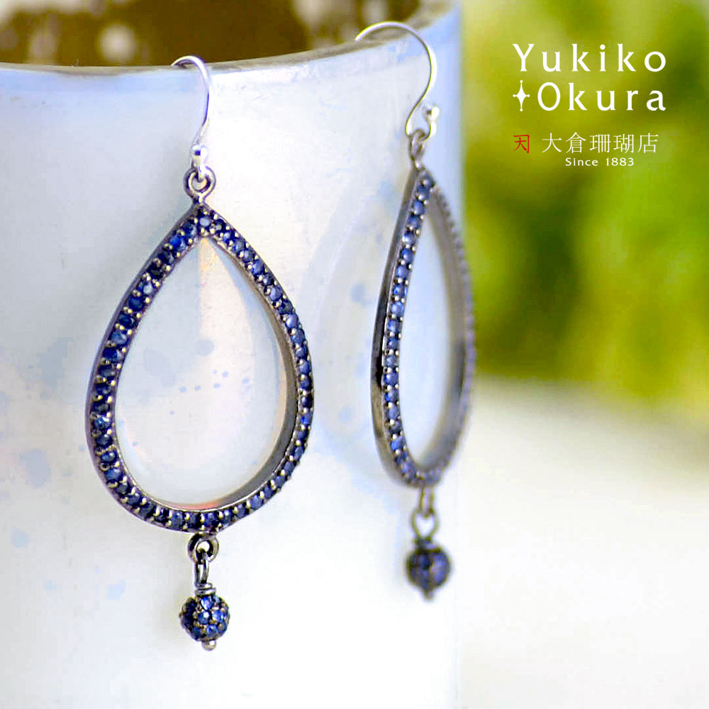 シルバー925 ブルーサファイア ドロップ ピアス