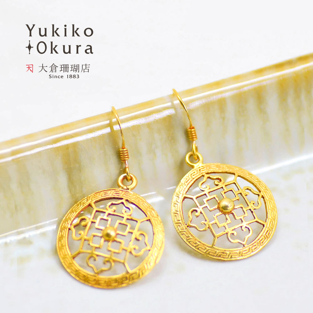 シルバー925 マンダラ ピアス (ゴールドカラー)