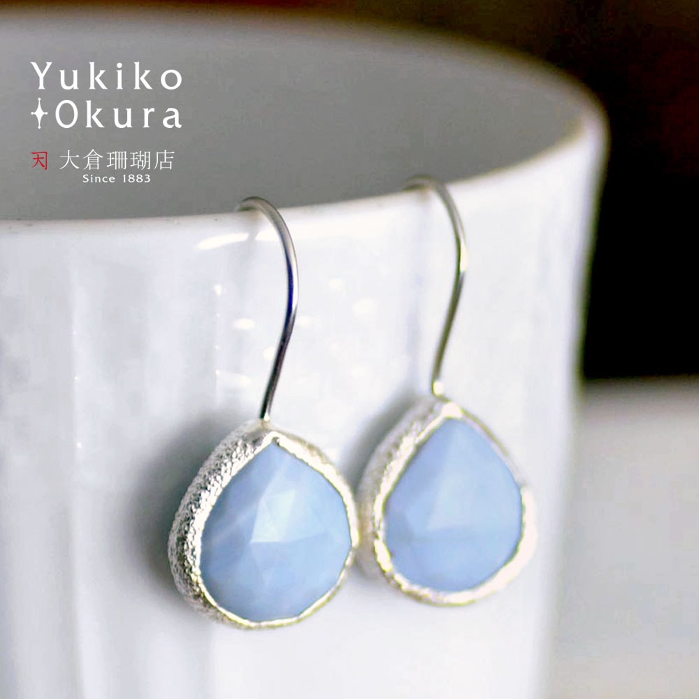 シルバー925 つや消し マロンシェープ ブルーオパール ピアス