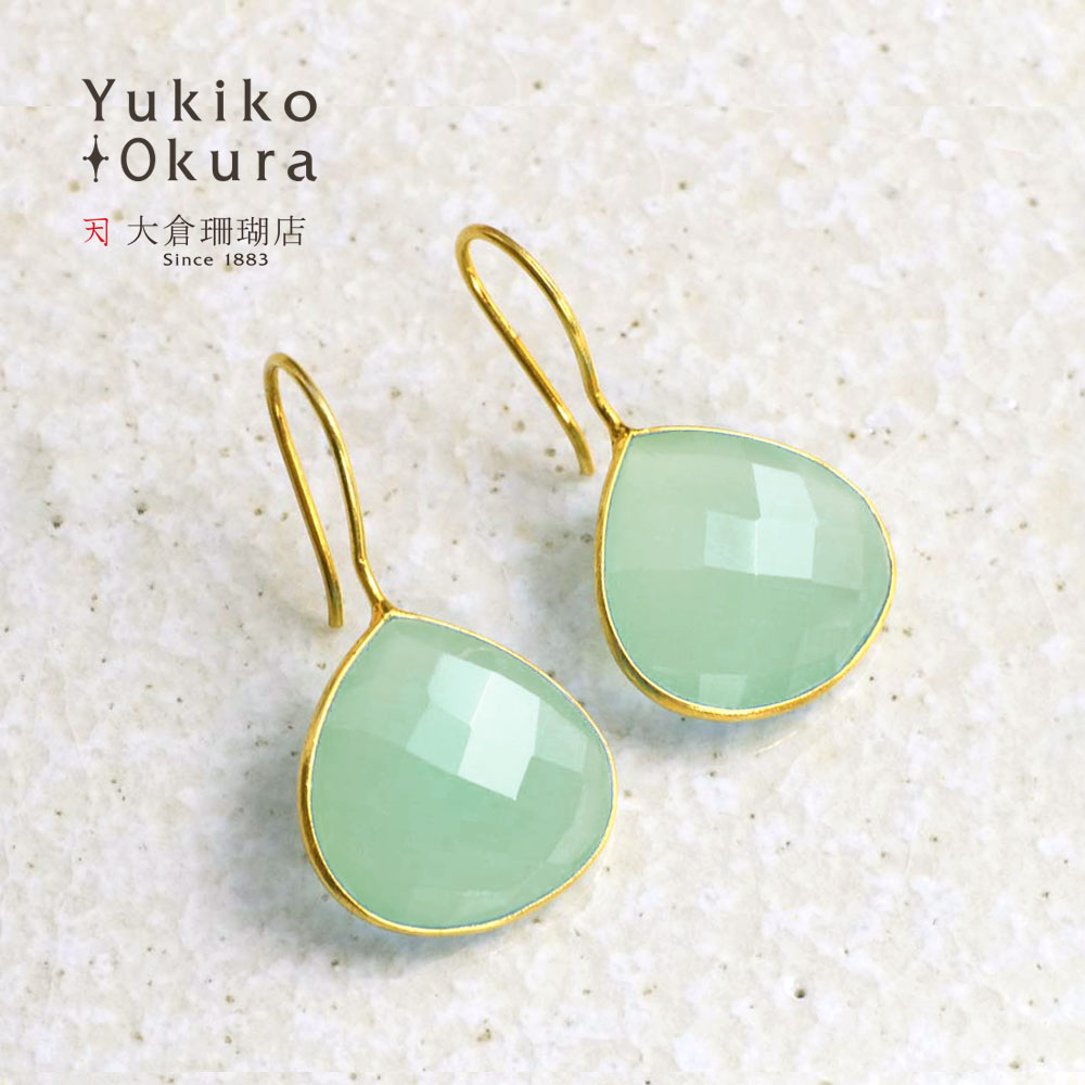 シルバー925 (ゴールド荒らし仕上げ) ブルーカルセドニー ピアス