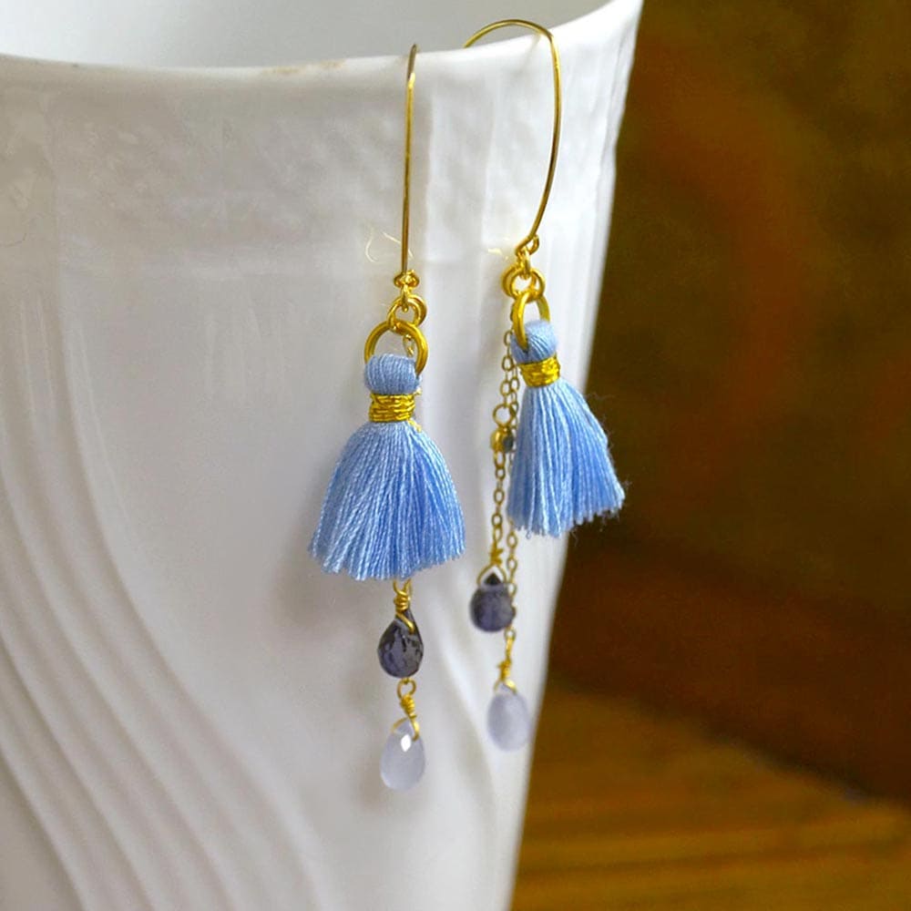 アイオライト ブルーカルセドニー フック ピアス