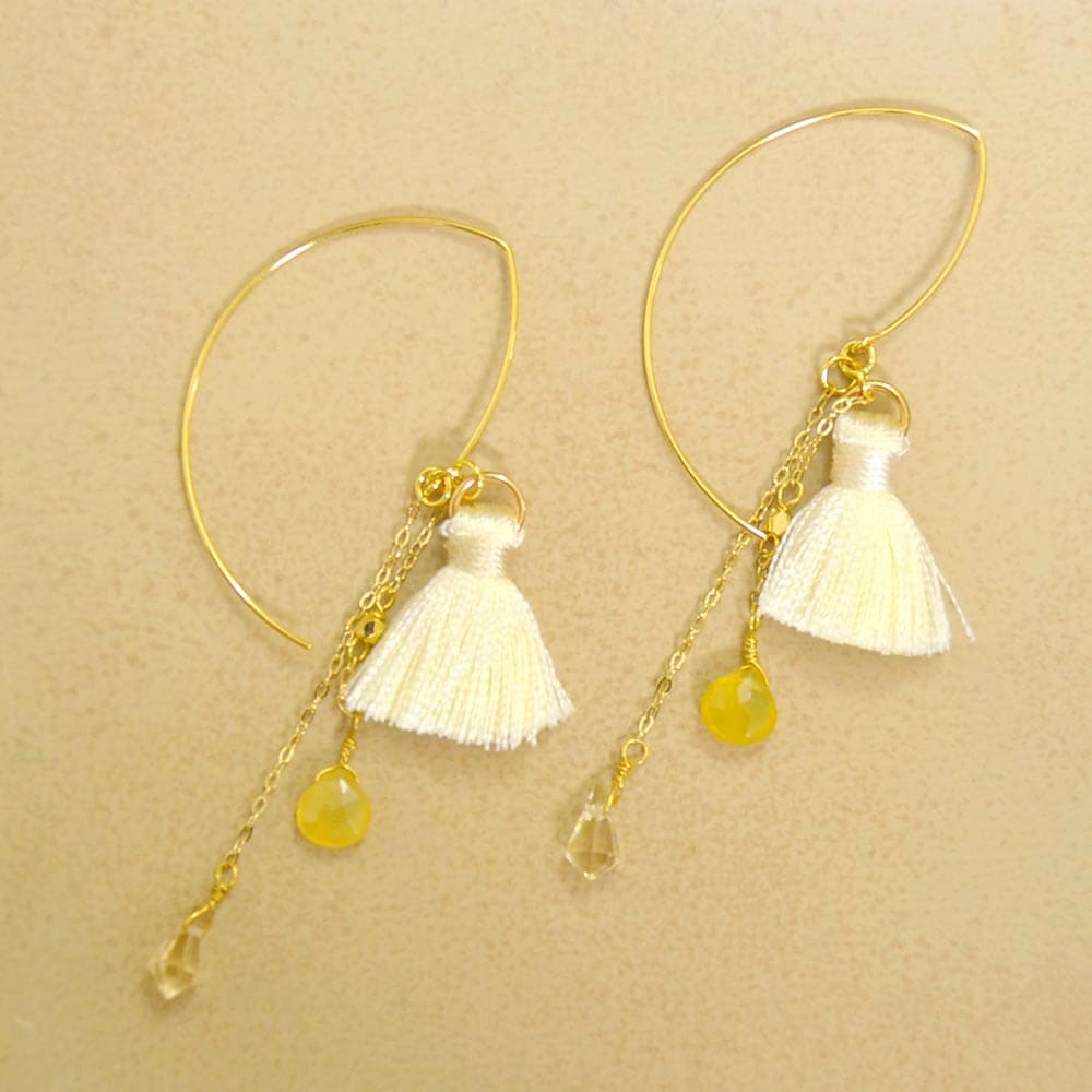 ヘソナイトガーネット イエローオパール フック ピアス