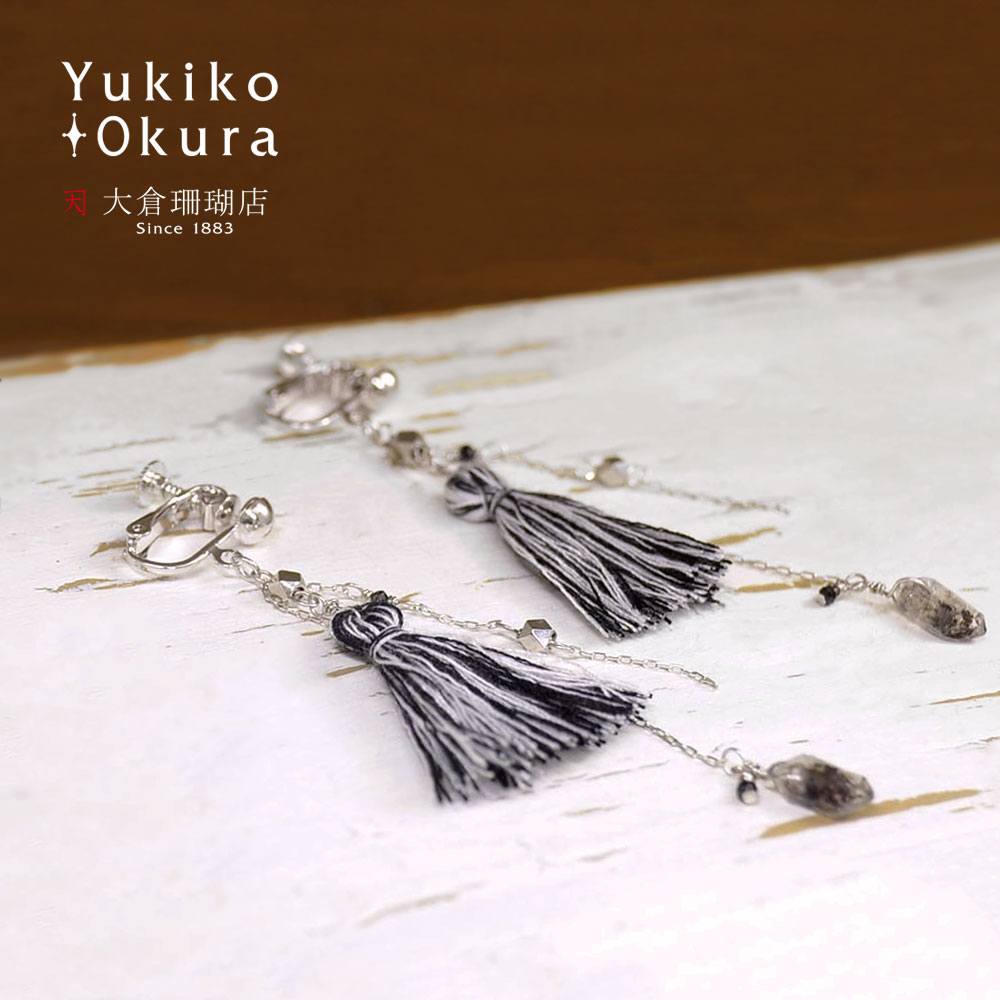 ブラックスピネル ハーキマー イヤリング ピアス