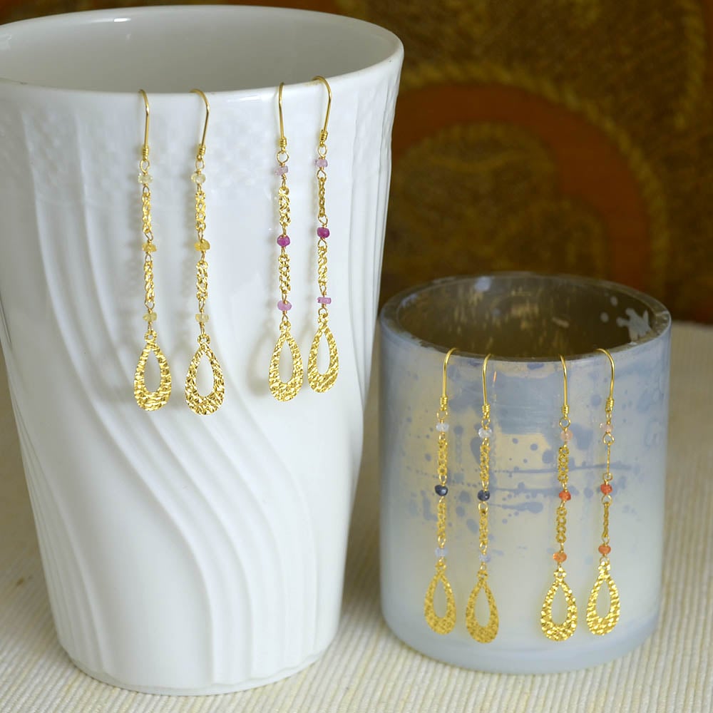 K18 サファイア ドロップ ピアス