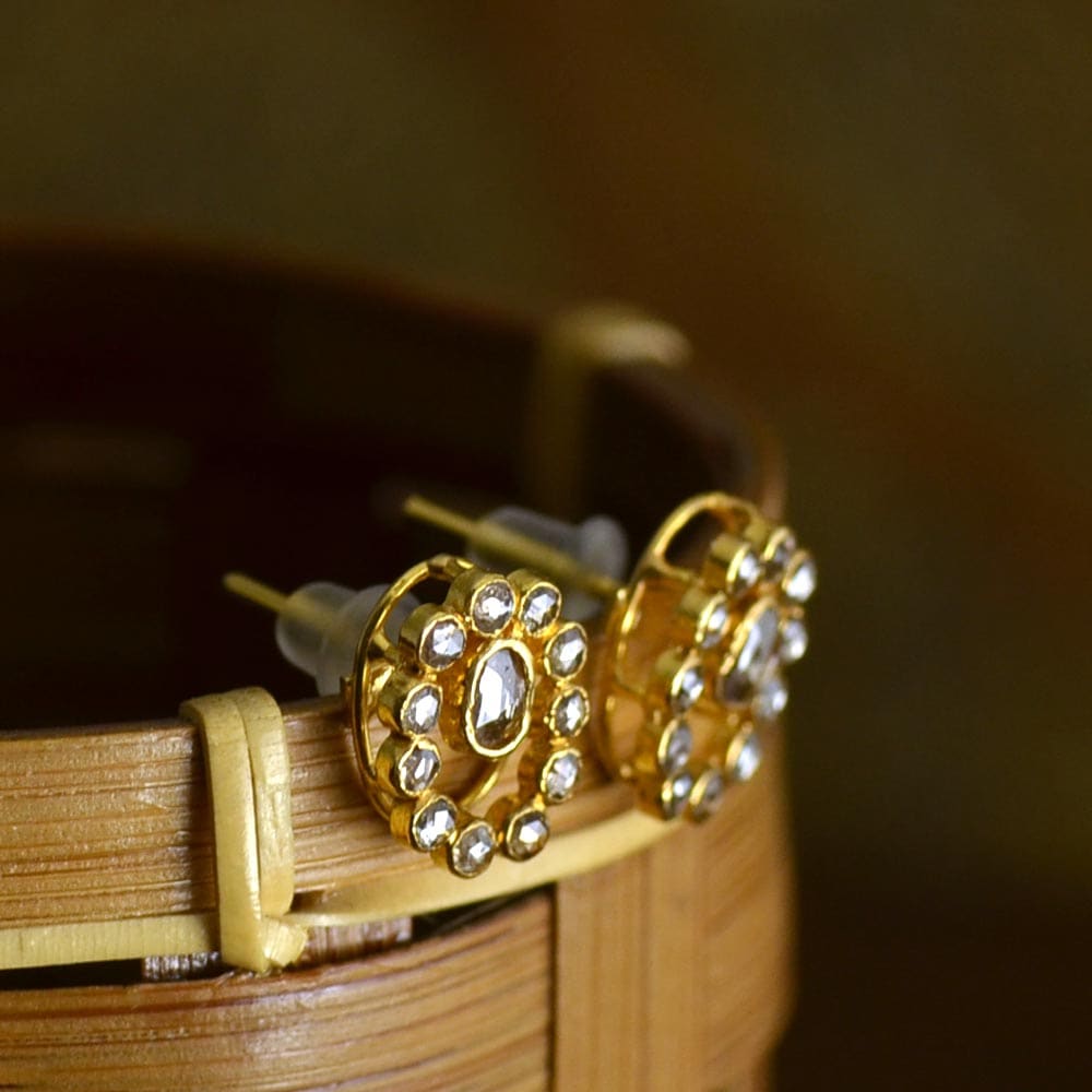 K18 ブラウンダイヤ オーバル ピアス