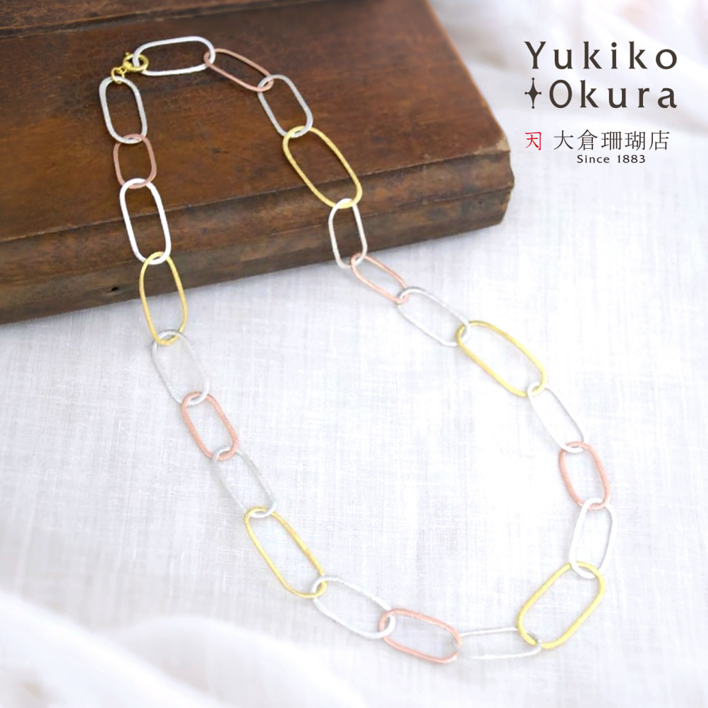 シルバー925  トリプルカラー オーバル チェーンネックレス 60ｃｍ 80ｃｍ 100ｃｍ