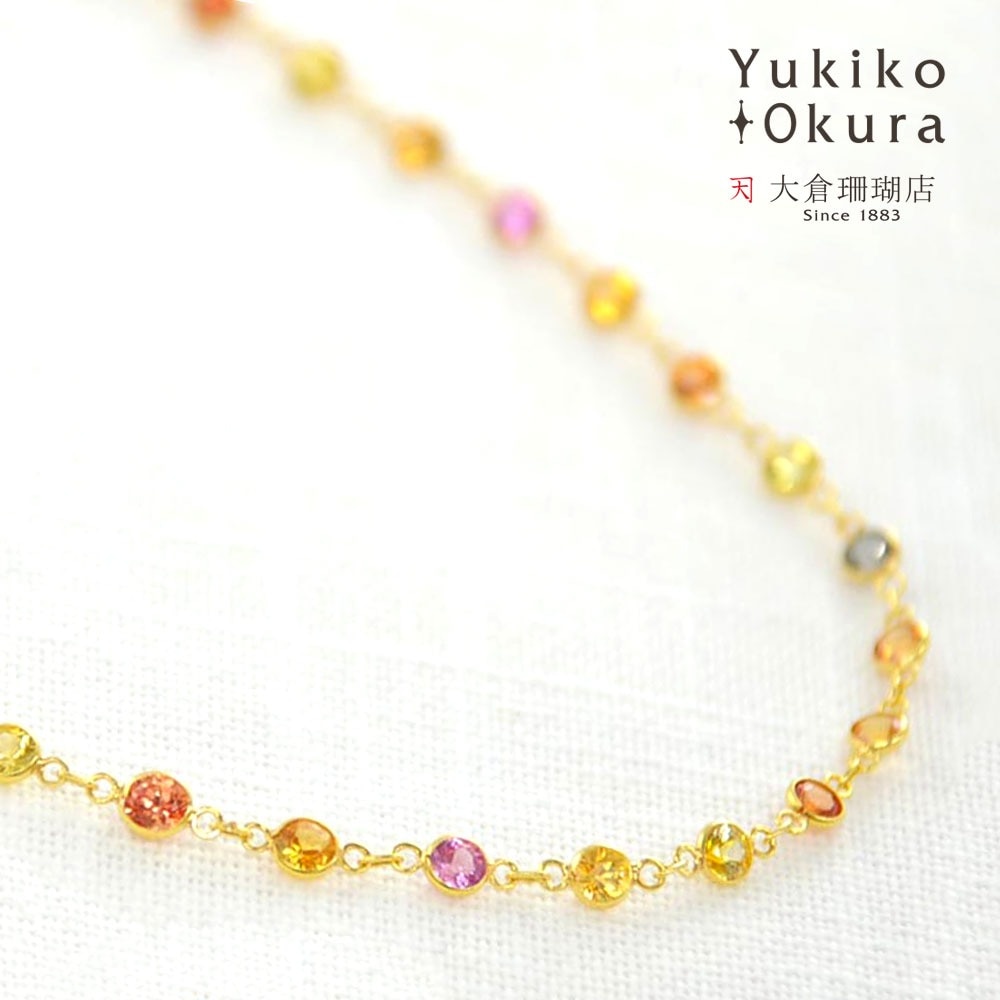 K18 マルチサファイア ラウンドカット ショート フルネックレス