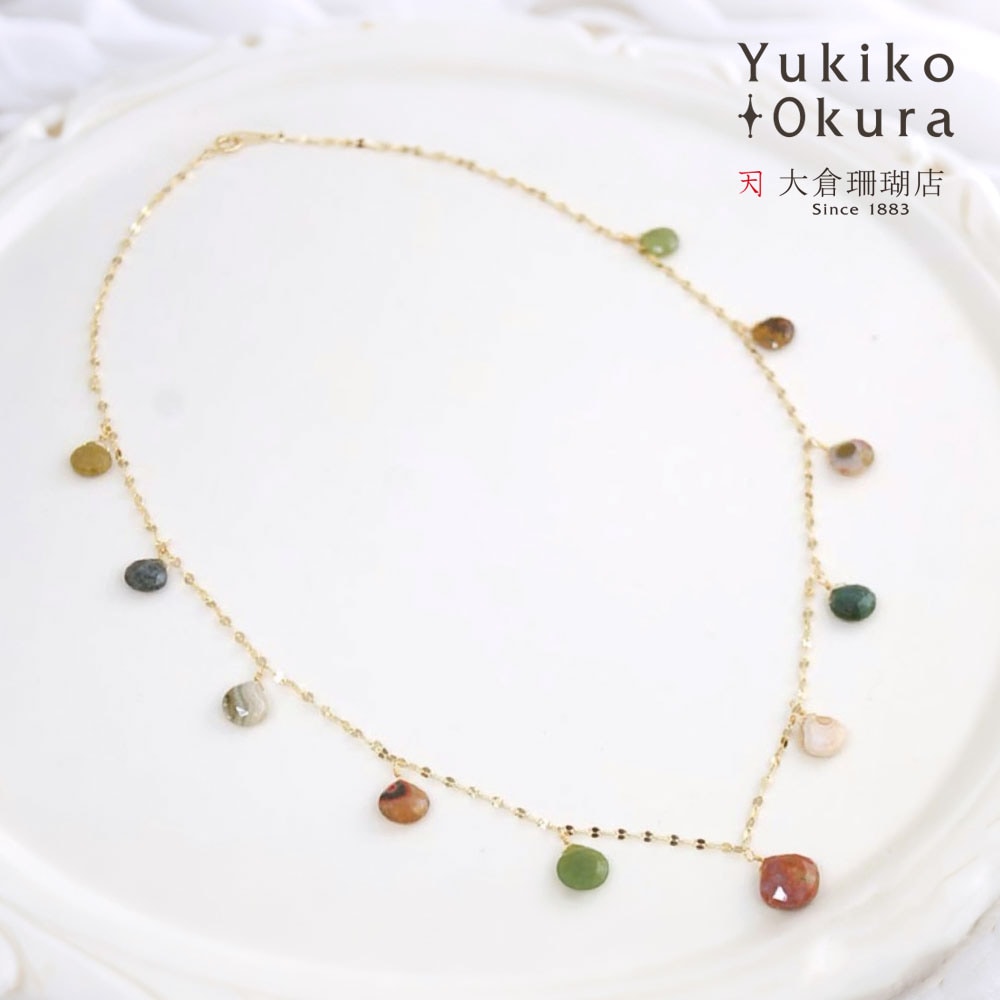 K18 ジャスパーペタル ステーション ネックレス