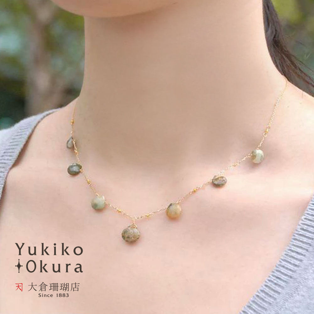 K18 ジャスパー パール ステーション ネックレス