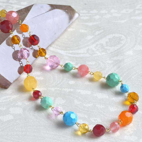 カラフルカットボール ショートネックレス