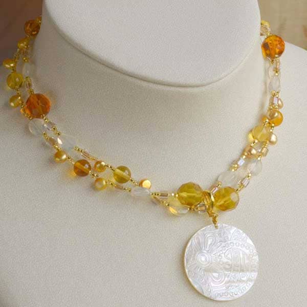 シェルラウンドトップ 淡水パール ロングネックレス