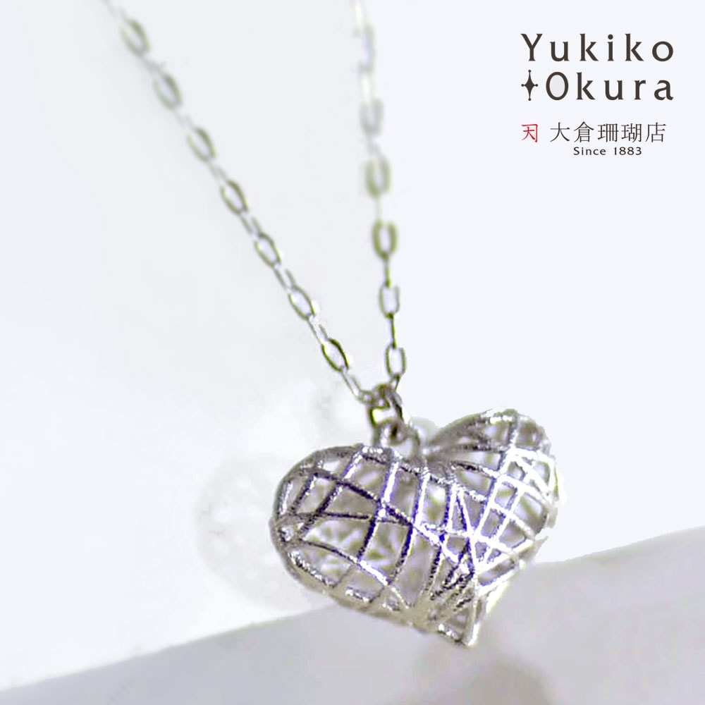 K18 すかし ハート ペンダント ネックレス ( ホワイトゴールド )