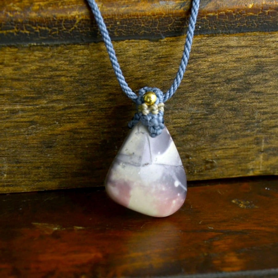 ポーセリンジャスパーハンドニット ネックレス