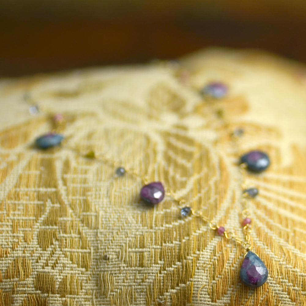 K18 ルビーインカイヤナイト サファイヤ トルマリン ネックレス