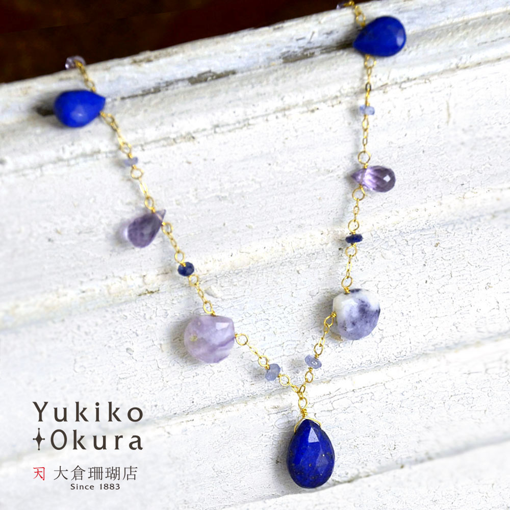 K18 オパール タンザナイト ラピスラズリ アメシスト ネックレス