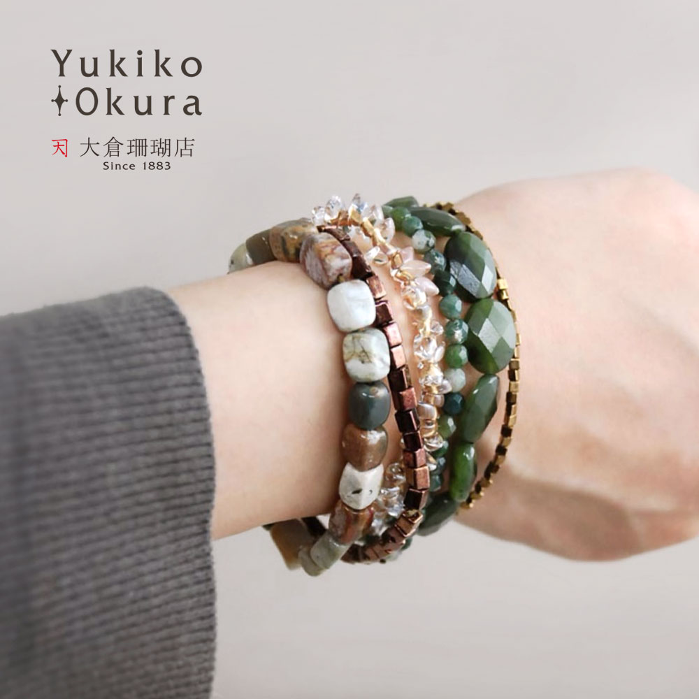 サーペンティン ジャスパー ビーズ 6連ブレスレット